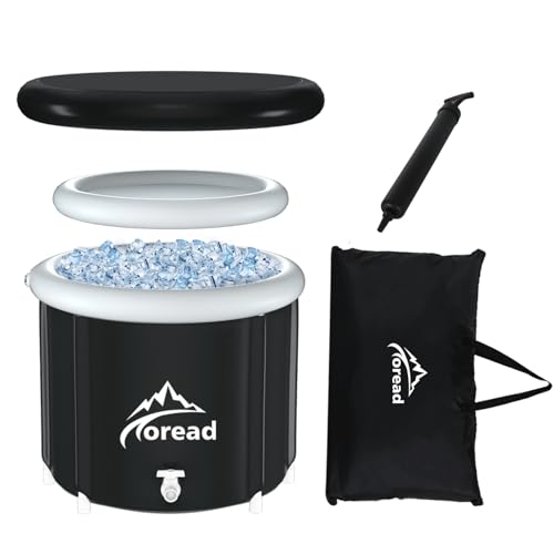 TOREAD Eisbad Tonne für Athleten mit Abdeckung 85cm, 420L Tragbares Ice Bath tub, Foldable Bathtub,...