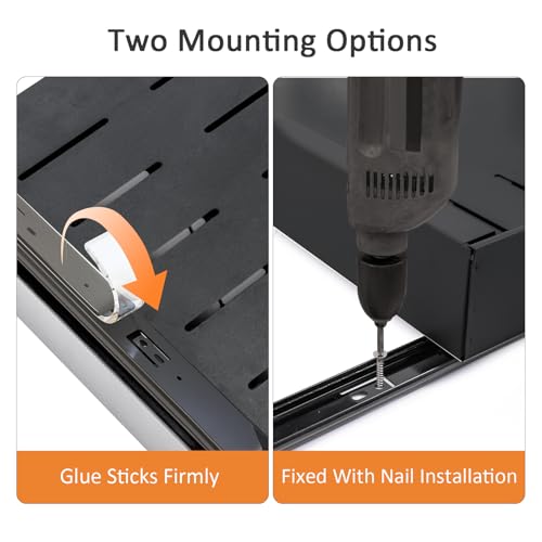 Trintion Pull Out Cabinet Organizer, Adjustable Expandable Slide Out Drawer, Roll-Out Sliding Drawer Organiser Shelf for Kitchen & Bathroom Storage,Easy Installation with Adhesive Film (Black) - Image 4