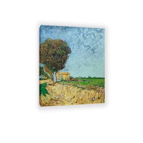 Tableau Avenue d'Arles avec maisons decorer mur vide salon cadre inclus 70x90cm