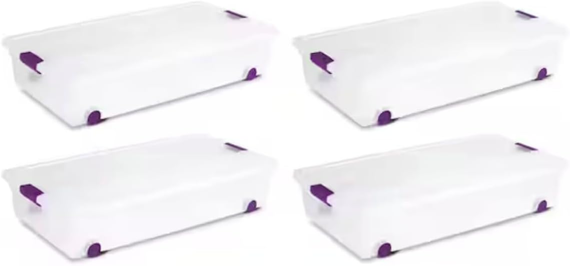 Set of 4 Wheeled Underbed Storage Boxes TY71808