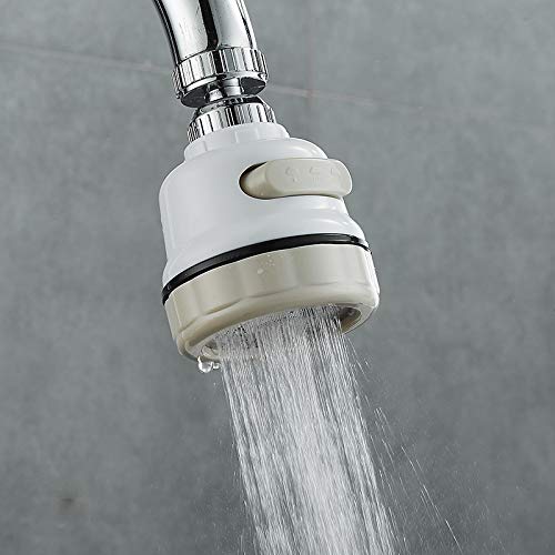 KitchenFest ABS Silicone and Stainless Steel 360 Degree Rotating Sprinkler Faucet 3-Gear Adjustable Head Nozzle Pressurizing Kitchen Accessory