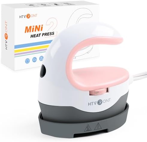 HTVRONT Heat Press Mini Heat Press Machine, Small Heat Press Portable Iron Press Machine for T Shirts, Hats, Heating Transfer Projects (Pink)