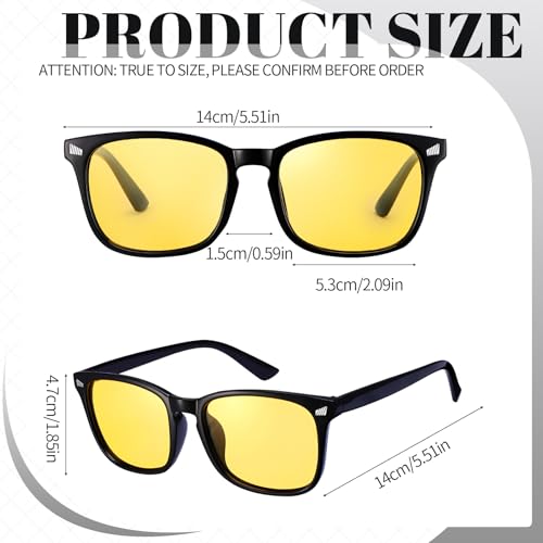 Image of Polarized Sunglasses for Women Men Night Vision Glasses Anti Glare | Yellow Anti Glare UV400 Lens, Lightweight Square Frame, for Day Night Use, Driving, Fishing, Cycling, Traveling