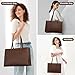 LOVEVOOK Laptop Bag for Women, Fashion Computer Tote Bag Large Capacity Handbag, Leather Shoulder Bag Purse Set, Professional Business Work Briefcase for Office Lady, 2 PCs 15.6-Inch, Coffee