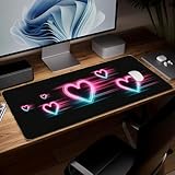 Leather Love Desk Pad, Colorful Art Mouse Pad Large Computer Keyboard Gaming Mousepad Waterproof Desktop Protector & Cover, Decorative PU Leather Laptop Mouse Mat Home Decor 10 x 25.6 inch C173