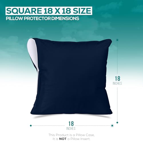 Image of Utopia Bedding Waterproof Throw Pillow Protectors (No Pillow Inserts) with Zipper 18 x 18 Inches (2 Pack, Navy), Outdoor Bed Couch Decorative Pillow Encasement Covers