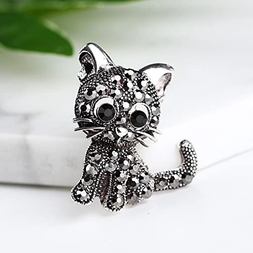 Image of Rhinestone Cat Brooch Pin for Women Cute Crystal Kitten Animal Cat Brooch Corsage Sparkly Rhinestone Crystal Lapel Pin Clothing Accessories Jewelry for Pet Lovers