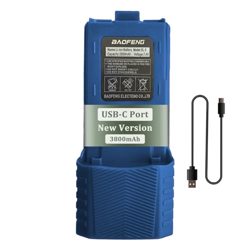 BAOFENG UV-5R Radio Blue Battery 3800mAh USB-C Charging with Type-c Cable
