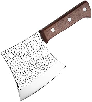 Cleaver Knife,Meat Cleaver 6 Inch Chop Bone Knife Heavy Duty Kitchen Chef Knife Meat Cleaver Bone Chopping Knife Handmade Forged 40Cr13 Stainless Steel