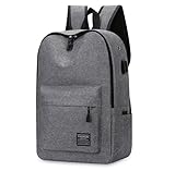 Mochila Básica Fashion com Compartimento para Notebook, Bolsa Lateral, Escolar, Viagem e Trabalho (Cinza)