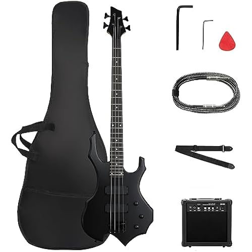 Ktaxon Electric Bass Guitar Full Size Flame Design Bass Guitar Kit (Matte)