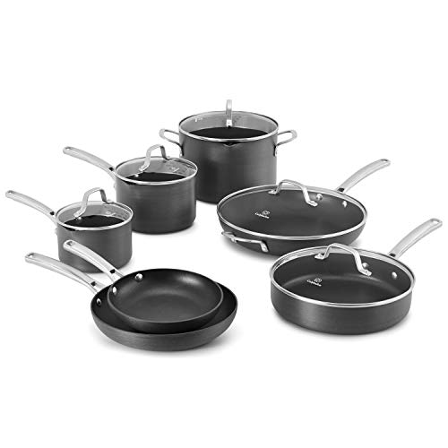 Calphalon 1943337 12 Piece Classic Nonstick Cookware Set, Grey