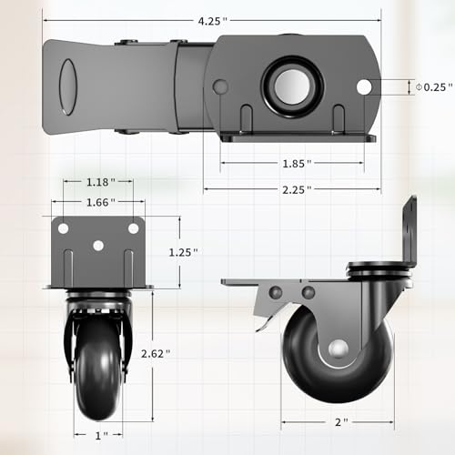 Image of Apllamo 2 in Side Mount Plate Caster Wheels Heavy Duty 600 LBS