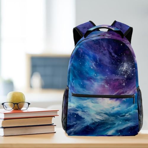 Bolsa para libros y laptop con estampado de universo mochila impermeable casual juvenil 5