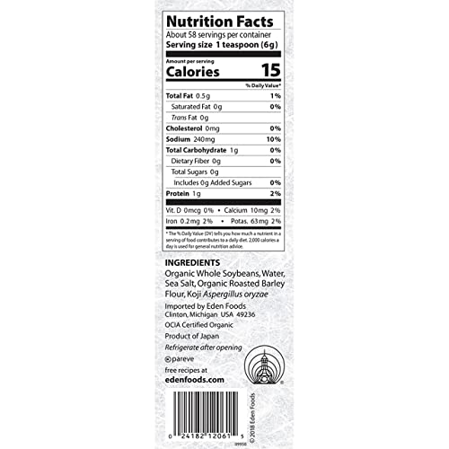 Eden Organic Hacho Miso, Traditionally Made In Japan, Soy, Koji, Rich In Umami, Dark Red, Aged 3 Years, Hatcho, 12.1 Oz #TOP1