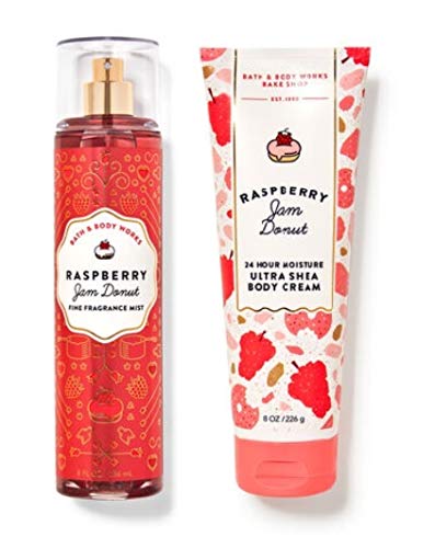 Bath and Body Works - Raspberry Jam Donut - Gift Set - Fine Fragrance Mist & Body Cream – 2021