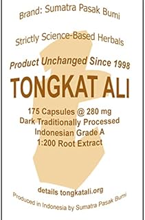Tongkat Ali, 175 Capsules @ 280 mg of Traditionally Processed Dark Grade A Indonesian 1:200 Extract