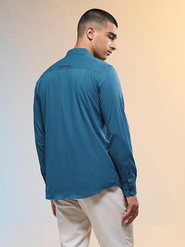 Image of TECHNOSPORT Men's Polyester Slim Fit Solid Casual Shirt with Ts Lytra