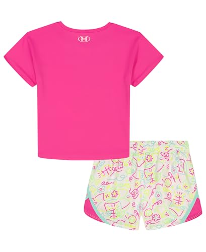 Image of Under Armour Girls' 2-piece Short Sleeve Tee and Shorts Set, Lightweight and Comfortable