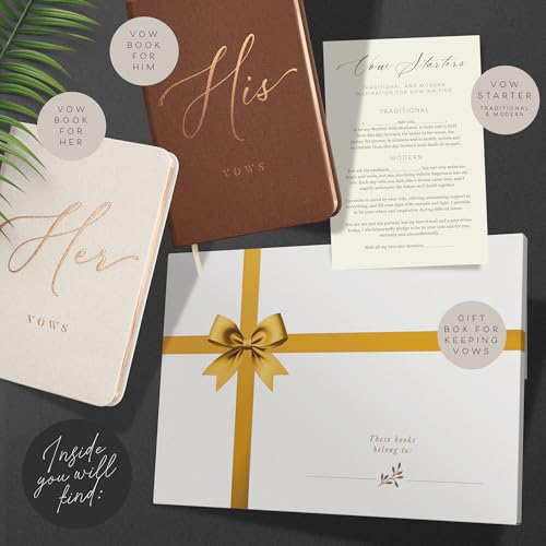 Image of Vow Books His and Hers - Linen Wedding Vow Books Perfect as Bride & Groom Gifts, Wedding Registry Ideas - His & Hers Gifts Wedding Vow Book - Wedding Essentials & Accessories [Ivory & Terracotta]