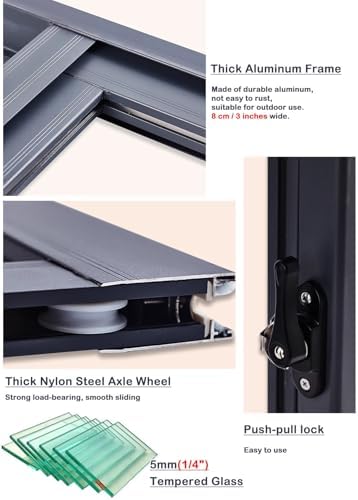 Privacy & Ventilation Aluminum Sliding Window with Frosted Glass & Screens, White Bathroom Window, 24x12in (60x30cm) for Home, Large Small Spaces