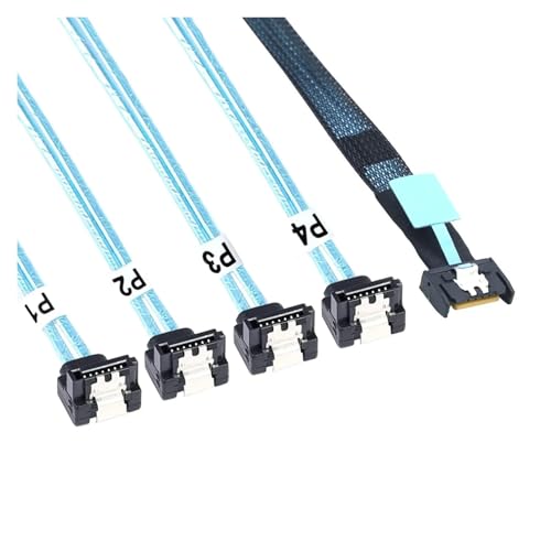 Cable Interno PCIE Slimline M1ni S/AS MCIO SFF-8654 4I 38P a 4X SATA 90 Grados 0.8m miniatura 4