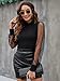 Blooming Jelly Womens Mock Neck Tops Swiss Dot Mesh Sleeve Shirts Ruffle Elegant Lace Blouse (Medium, Black)