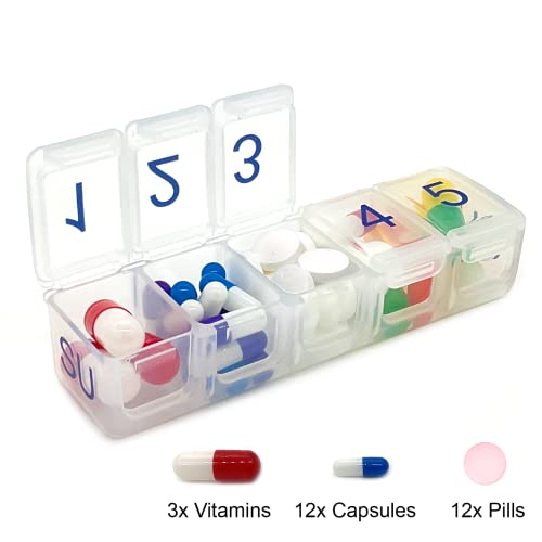 E-Pill 5 Times A Day X 7 Day Small Weekly Pill Organizer, Vitamin And Medicine Pill Box - With Discreet Case #TOP3