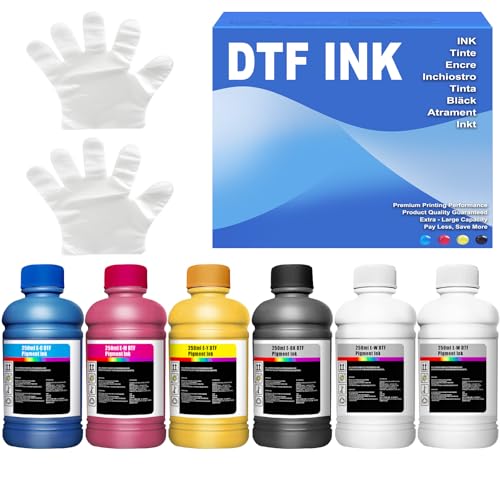 Encre DTF anti-fissure pour transfert thermique réussi avec recharge CMJN et blanc 1500 ml