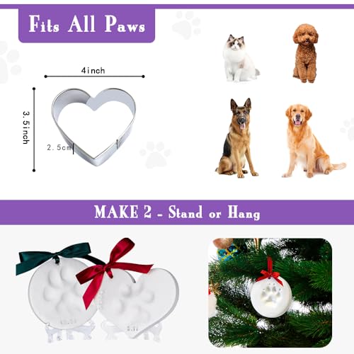FIDWALL 2er-Pack Haustierpfotenabdruck-Set,Gedenkornamente FüR Hunde Und Katzen,FüR Neue Welpen Und KäTzchen,Keine Tinte Katze Hundepfotenabdruck-Set Als Andenken,Mit Halter Und Namensstempel.