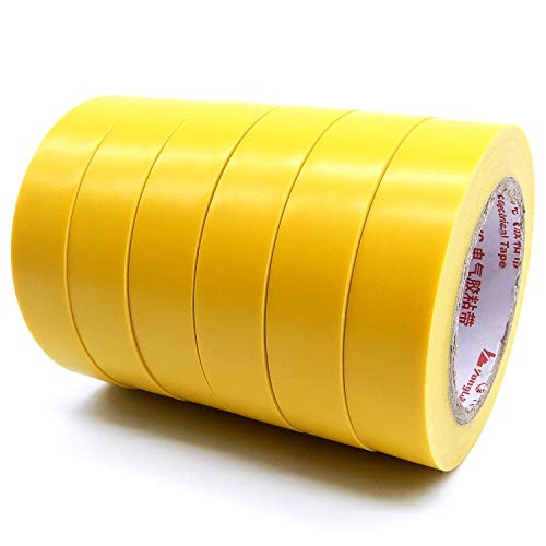 Image of Maveek Electrical Insulation Tape, PVC Vinyl Electrical Tapes with Rubber Based Adhesive, Heat Resistant, Flame Retardant, Waterproof(6 Rolls,Yellow)