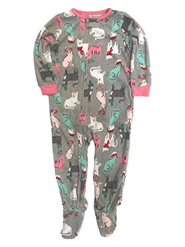 Carters Toddler Fleece Girls Kitty Cat Christmas Holiday Sleeper Pajamas