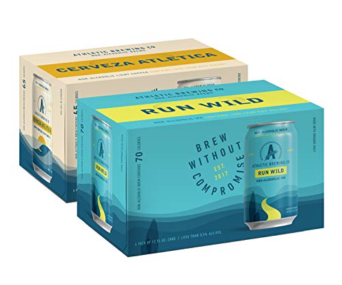 Athletic Brewing Company - Run Wild IPA and Cerveza Atletica Light Copper Mixed Case, Craft NA, Low-Calorie, Award Winning, 12 fl oz, Pack of 12