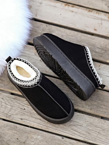 Womens Slip On Platform Slippers Faux Fur Boots Slipper Thickened Sole Durable Fluffy House Slippers for Indoor and Outdoor3