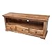 Indyjska szafka pod telewizor z litego drewna z 3 szufladami, naturalne 140 cm, nowoczesny design, drewniana konsola telewizyjna, centrum rozrywki do domu, salonu, wystrój domu, meble firmy A.S Industries.