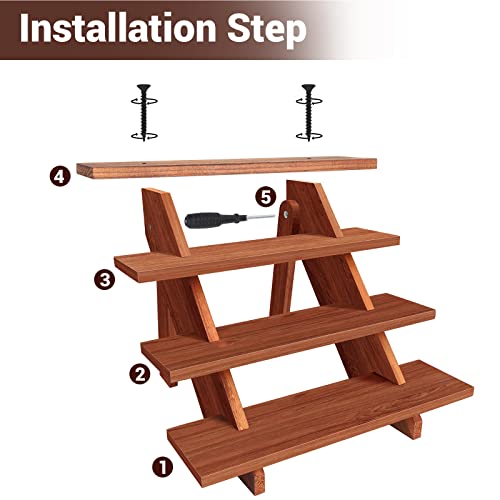 Yifor Wooden Display Stand, 4 Tier Wood Cupcake Stands, Display Shelf For Pop Figures, Vintage Tiered Display Stand For Perfume, Makeup, Figure, Dolls Collection, Condiment #TOP2