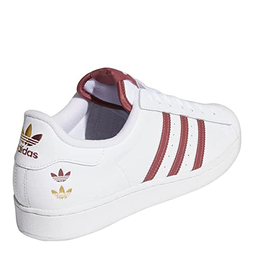 Image of adidas Originals Mens Superstar Classic Low Top Sneaker Shoe, Footwear White /Quiet Crimson /Gold Metallic, 10