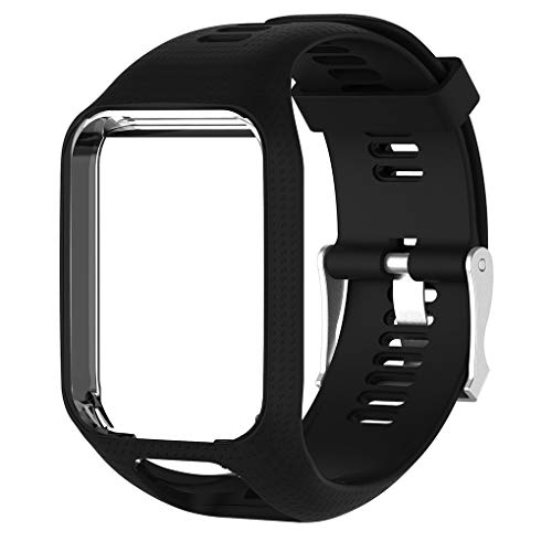 Fengyuanhong Correa de Silicona Banda de muñeca Correa de Repuesto para Tomtom Runner 2 3 2 3 3 Spark, Negro
