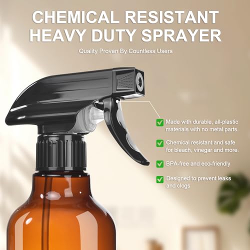 Plastic Spray Bottles, 2-Pack, Mist & Stream, Heavy Duty Spraying, Empty Water Spray Bottle for Cleaning Solutions, Hair, Plants, BBQ, Cat Dog Behavior Correction - Leak Proof (Clear) - Image 5