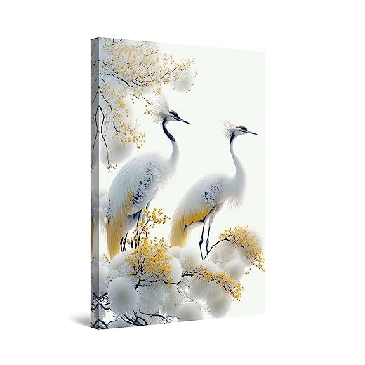 Startonight Cuadro Moderno en Lienzo - Pájaros Reales Blancos - Grande Impresión Listo para Colgar Decoración Pintura Moderna y Contemporánea 60 x 90 cm