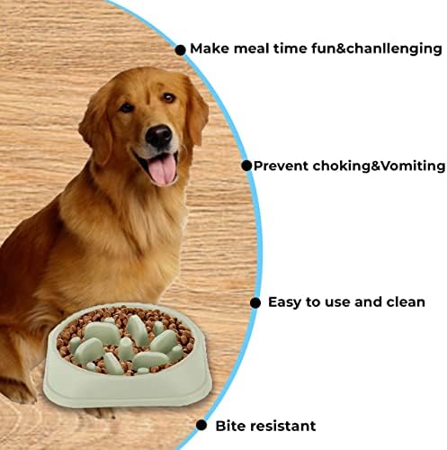PTROUT Plastic Slow Feeder Dog Bowl, dog bowls Prevent Choking and Overeating for Medium & Small Dogs Puzzle Pet Healthy Feeding Bowls with Non-Slip Rubber Feet