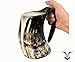 Loop Cuerno para Beber la Taza de Cerveza Jarra de Cerveza con Base de Madera - Genuino Artesanal Vikings Original Cuerno Taza de la Taza de Mead, ale y Cerveza - (Final Pulido, 500 ml | 16 oz)
