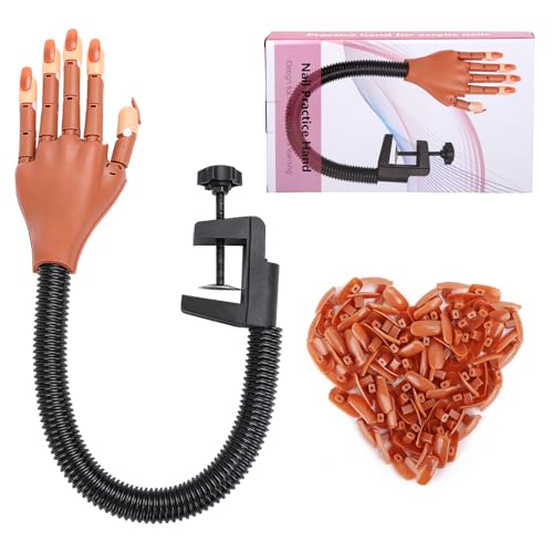 Realistic Practice Hand for Acrylic Nails: Flexible Nail Hand Practice Model - Bendable Nail Training Hand Manicure Kit for Beginners Salon Home