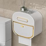 Soporte de papel higiénico para baño o cocina que sostiene rollos de papel higiénico estándar y pañuelos faciales en caja (blanco)