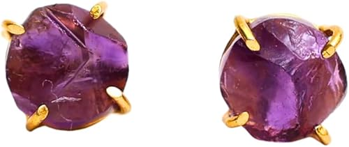 Miniatura 71 de Gempires Natural Raw Prong Setting Stud Earrings, 8-10 mm Crystals Earring, Handmade Jewelry, Gift for Her