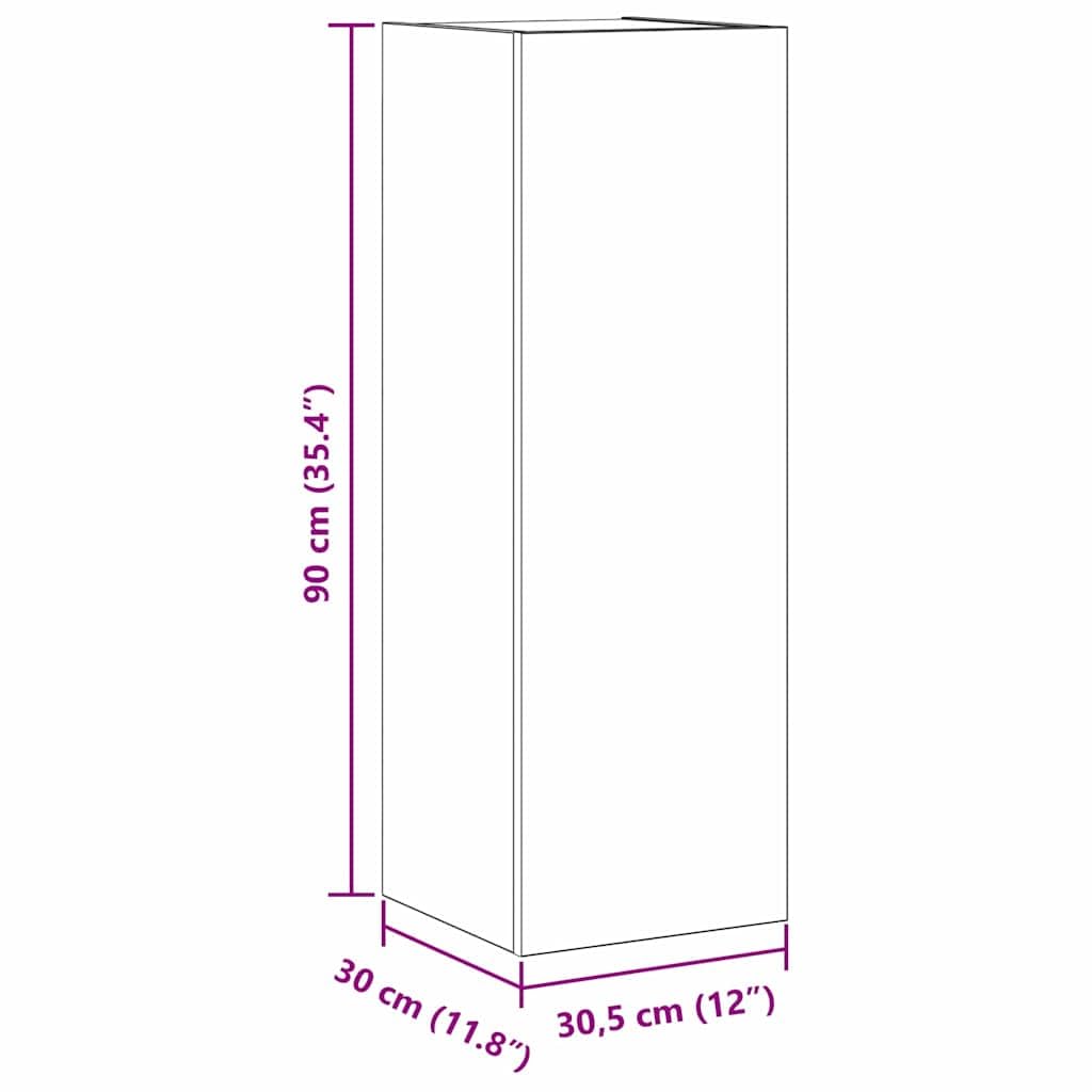 vidaXL Wand-TV-Schrank Schwarz Eichen-Optik 30,5 x 30 x 90 cm, Moderne Wohnzimmerschränke, Wand-TV-Möbel, rechteckige Medieneinheit, schickes Design, Platzsparende Lösung