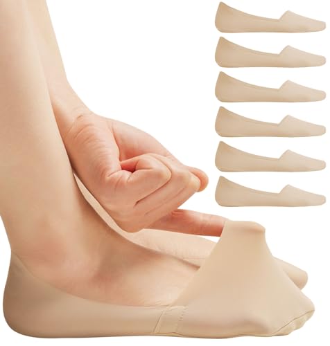 Image of No Show Socks for Women, Non Slip Nylon Thin Footies Invisible Silky Low Liner Socks for Loafers Flats 6 Pairs