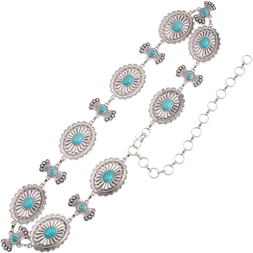 Rustic Couture's Western Chain Belt for Women Cowgirl Rustic Metal Waist Concho Belts