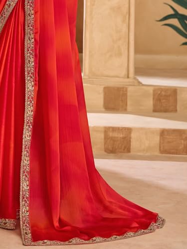 Image of AKHILAM Women's Satin Sequence Embroidery Saree With Unstitched Blouse Piece(SNDLWOD1601 TFH Parent)