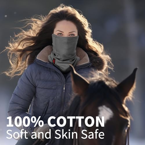 Lanlfy FRNG-BG-P2 2Pack Fr Face Mask For Men Cat/Hrc2 Flame Resistant Neck Gaiter Covering 100% Cotton Arc Flash Welding Shield Protector 12Cal Work Gear Black&Grey thumb #6
